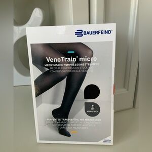 BAUERFEIND Micro Medical compression Stockings Plus Short Black Size Large NEW